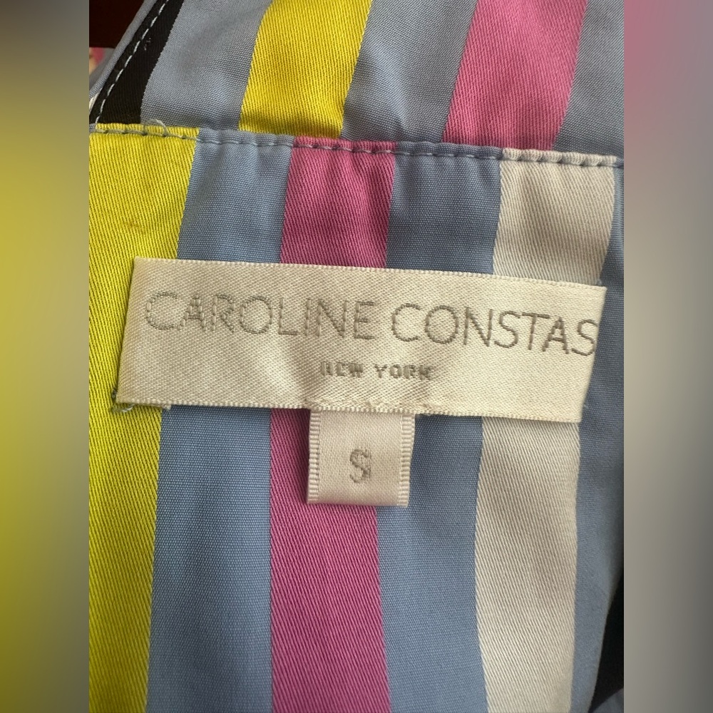 Caroline Constas Multicolored Striped Co Ord High Low Skirt (XS) Peplum Top (S) - Picture 13 of 16